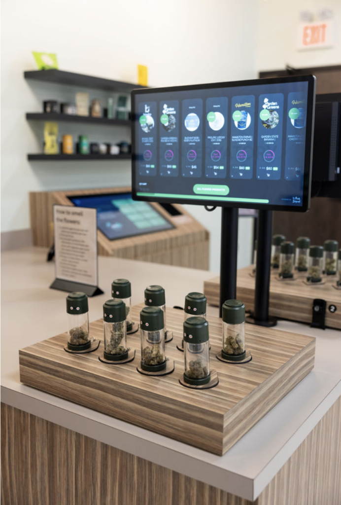 Interactive dispensary technology in Missouri retail setting.